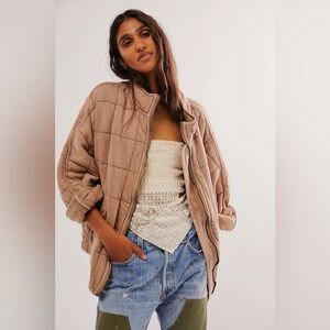 Free People Dolman Quilted Knit Jacket Champagne Diamonds